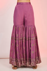 Flower Jaal Embroidered Kurta Sharara Set for Wedding & Festive Wear