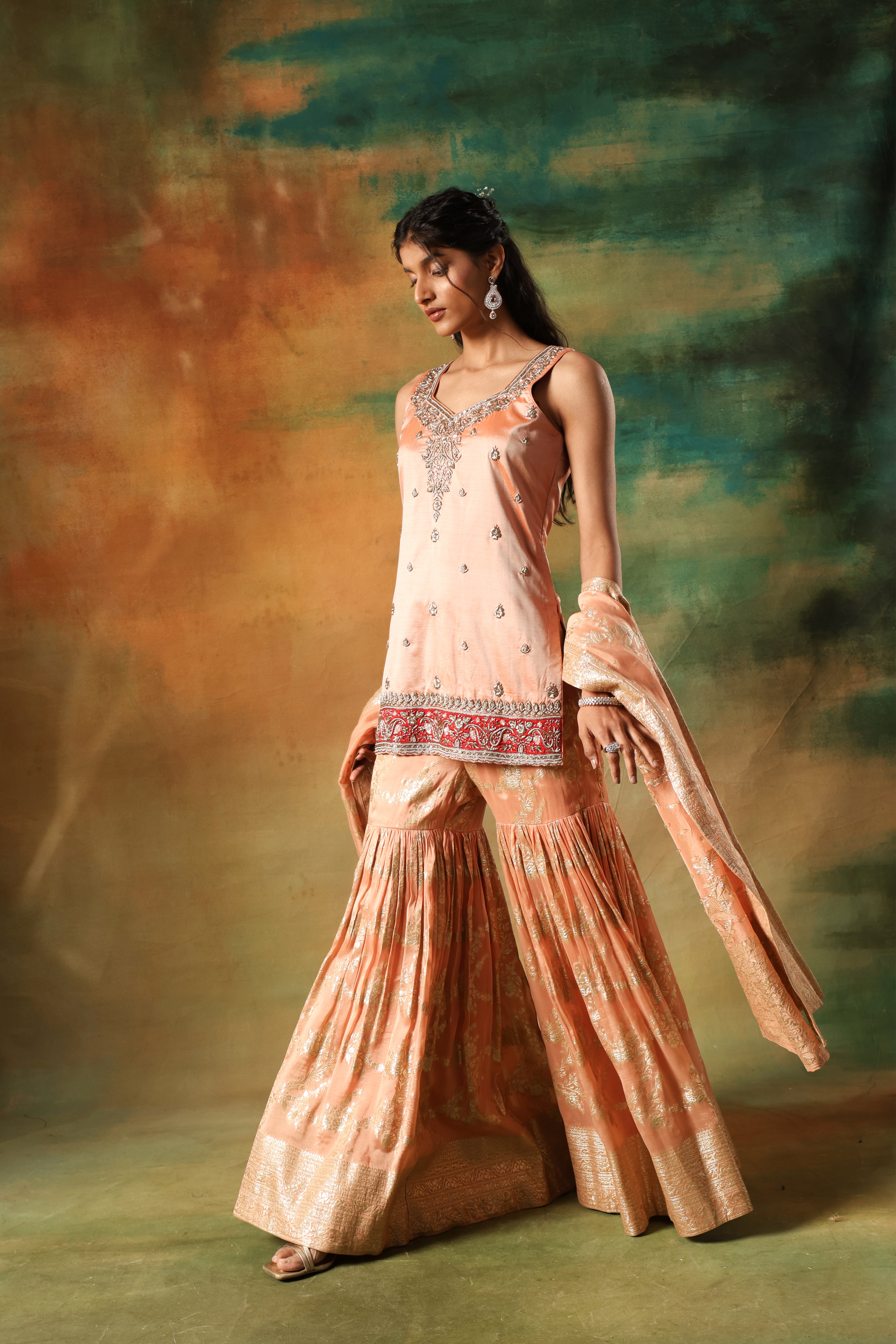 Ivory Jacquard Sharara Set – Festive Wear for Women