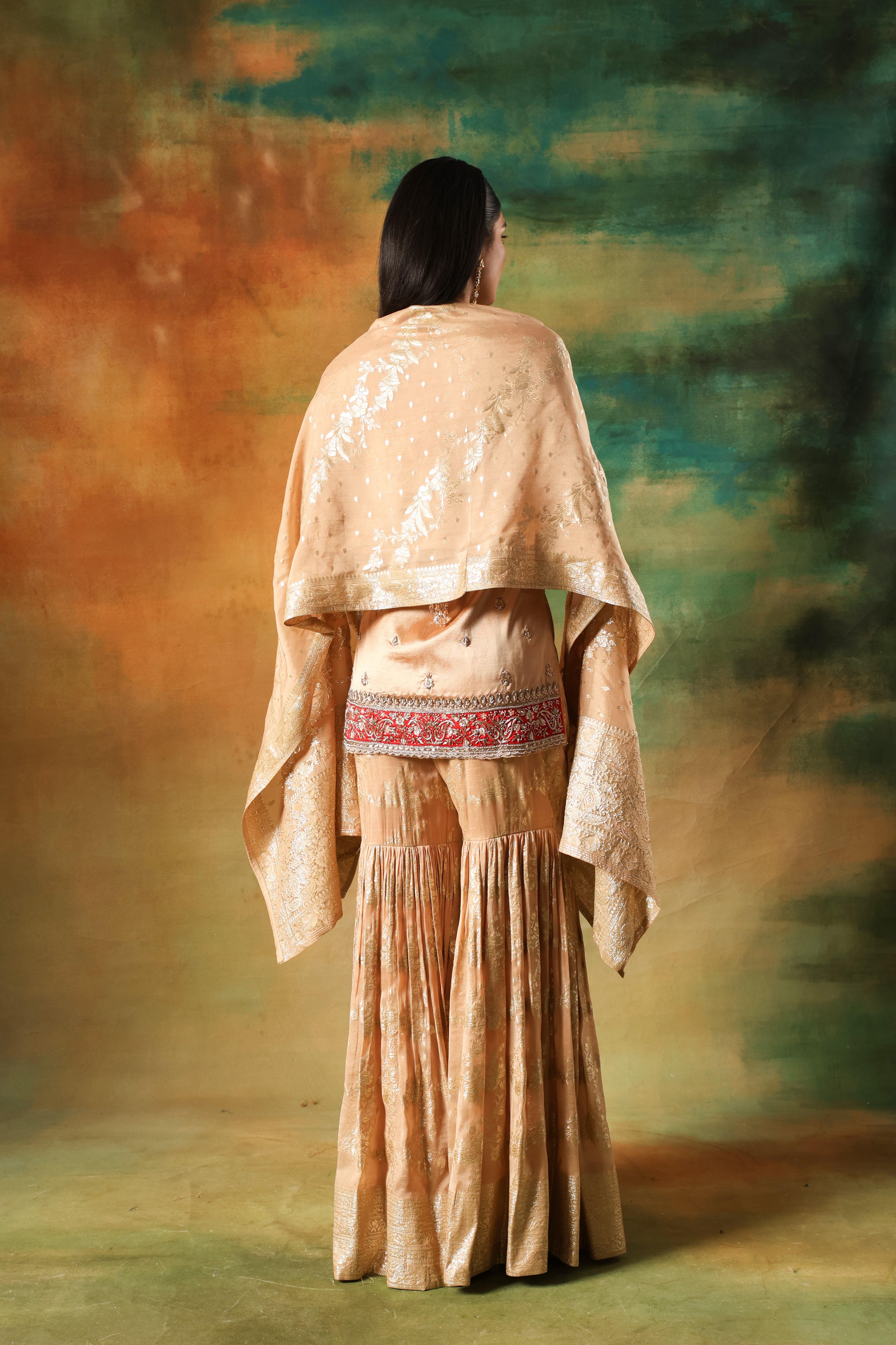 Ivory Jacquard Sharara Set – Festive Wear for Women