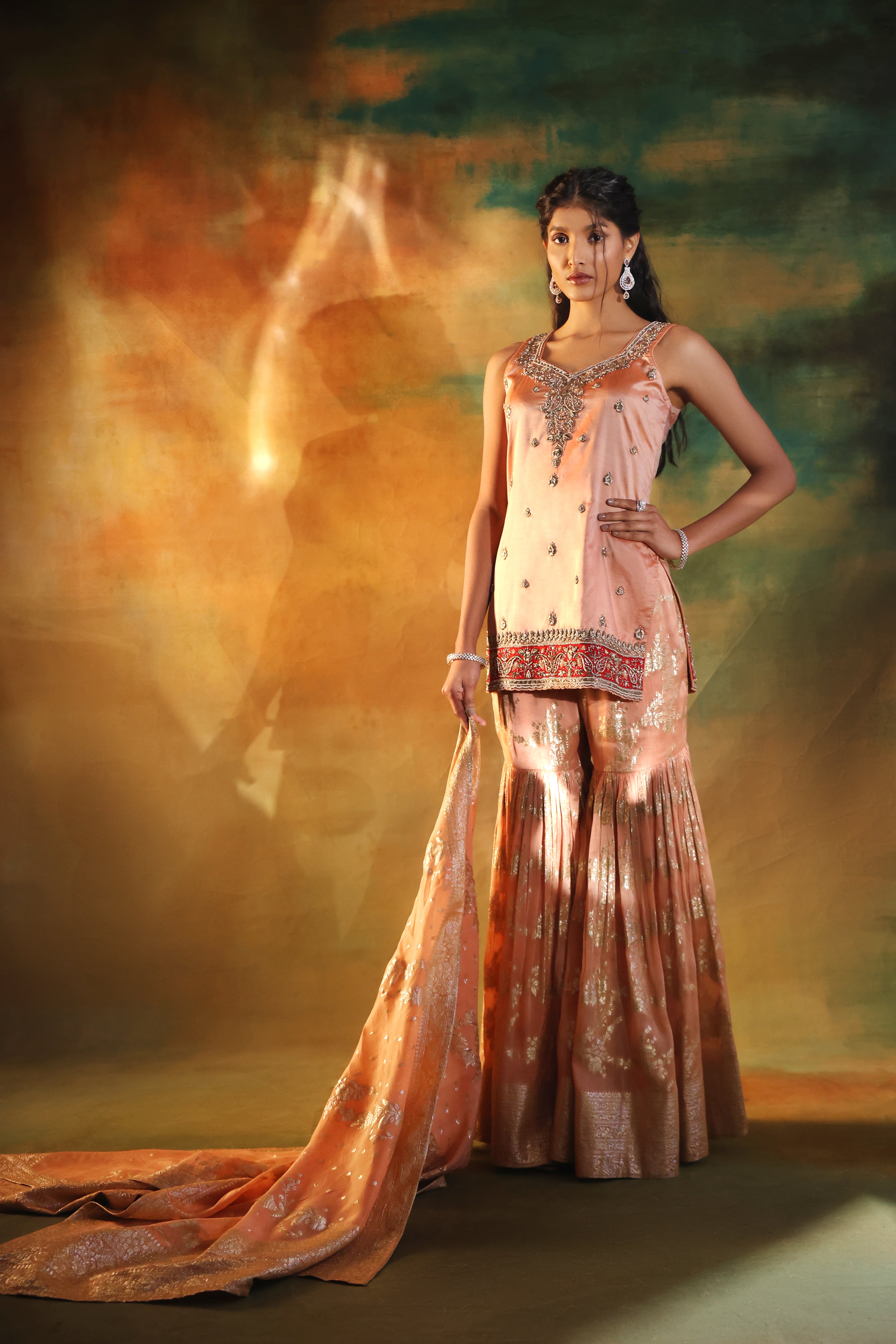 Ivory Jacquard Sharara Set – Festive Wear for Women