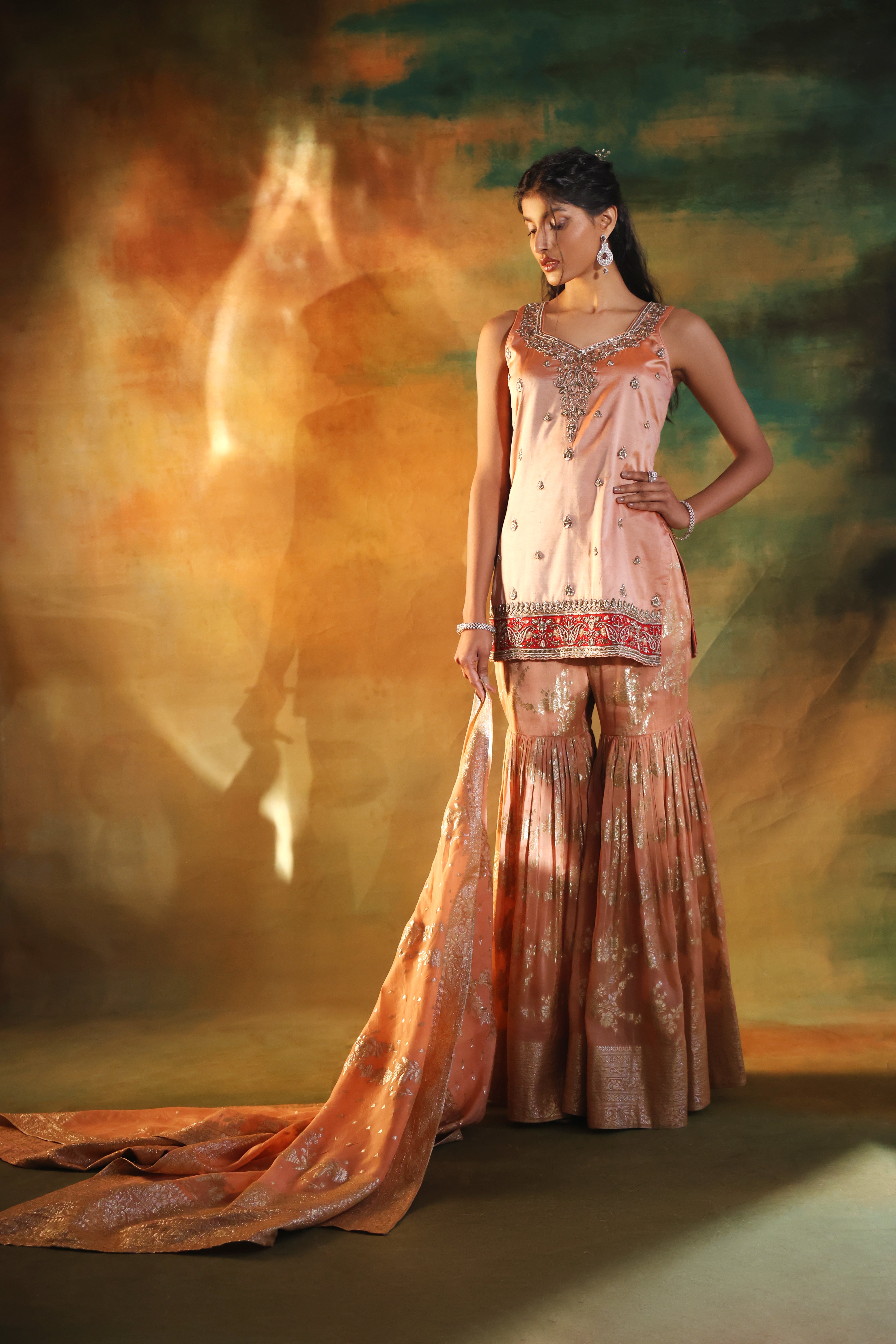 Ivory Jacquard Sharara Set – Festive Wear for Women