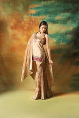 Gold Embroidered Jacquard Shirt Sharara